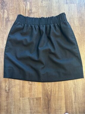 J. Crew Black Elastic-Waist Wool Blend Mini Skirt